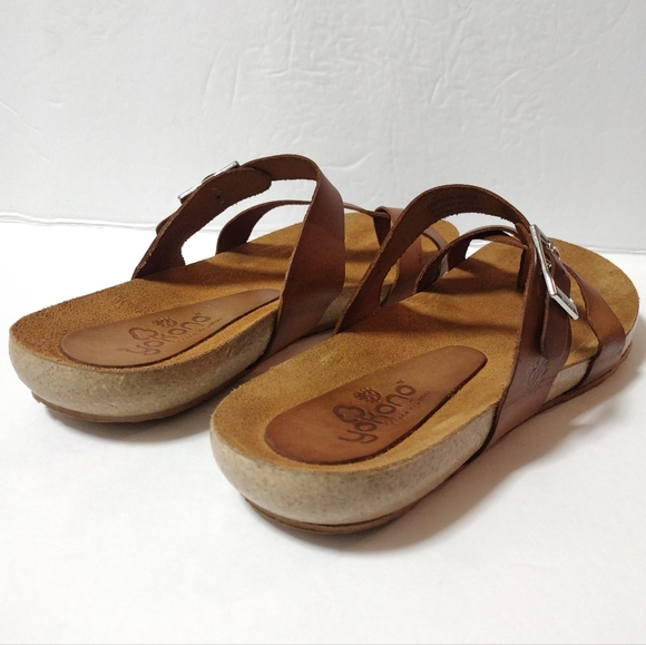 Yokono Ibiza Made in Spain Women's Leather Slide Toe Ring Buckle Sandals Tan 8 - Picture 6 of 10